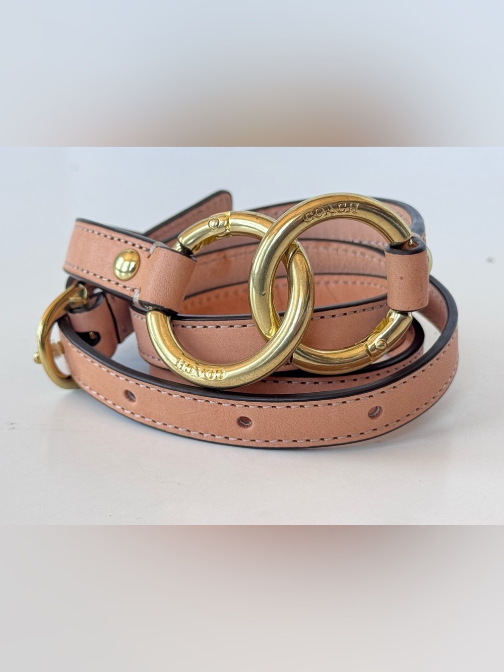 Coach Beige Tan Patent Leather Adjustable O-Ring Replacement Shoulder Strap